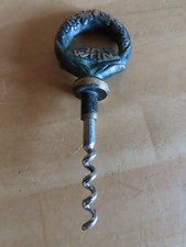 Korkenheber, Korkenzieher alt schwer mit grünem Griff -im Wein ist Wahrheit-