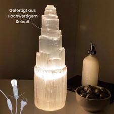Selenite Lampe Turmlamp Kristall lampe Tischlampe Nachtlampe Tischleuchte lampen