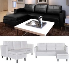 Ledersofa 3 Sitzer Sofa L-Form Couch Ecksofa Kunstleder Eckcouch Sofabed Sessel