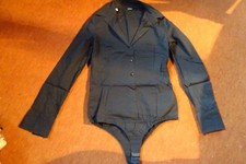 Blusenbody schwarz Gr.40/ 42 v. AND Reverskragen Knopfleiste Langarm TOP!