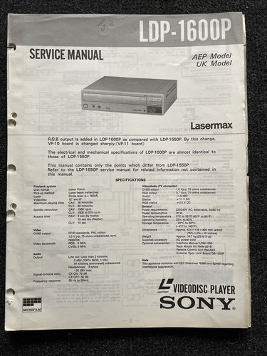 Sony ldp 1600p laserdisc - sony, ldp-1600p