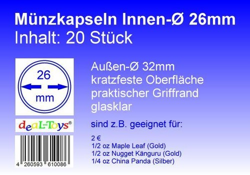 Münzkapseln 26mm geeignet - 20,