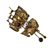 BRUTALIST Designer Brosche FRANK & REGINE JUHLS Norwegen Modernist 70s Bronze