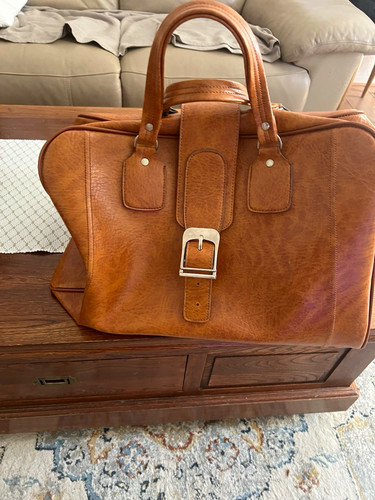 Braune leder reisetasche - leder,