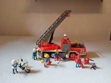 3522 Playmobil Feuerwehrauto mit Drehleiter und Polizei Motorrad