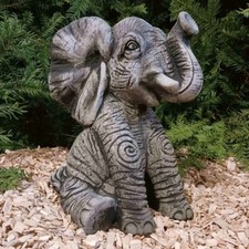 Gartenfigur Steinfigur Steinguss Elefant Garten Haus Deko Frostsicher Handarbeit