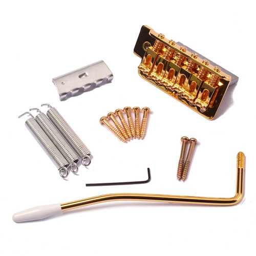 Gold metal tremolo bridge set - metal,