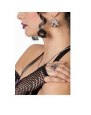 Set Ohrringe Ring Schmuck Hexenschmuck Hexe Hexen Spinne Spinnen Kostüm Kleid