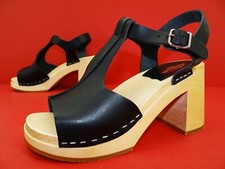 Swedish Hasbeens Stitchy Sandal Sandalen Sandaletten Damen Leder Gr.38 Schwarz