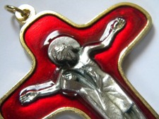 Kreuz Anhänger Emaille Alt Gold Rot Farbig Schmuck Mittelalter Hochzeit Trachten