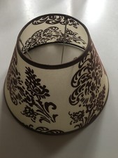 Lampenschirm 30cmD groß rund creme-braun dezent  Barock Ornamente Tischlampe 