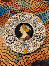 Majolika Keramik Handbemalt  Teller Wandteller Calf Faenza 