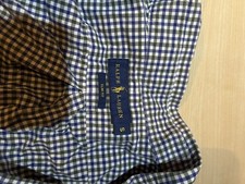 Ralph Lauren Kariertes Hemd, Größe L, Slim Fit, Weiß-blau Größe S