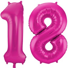 Folienballon Zahlenballons 86cm Deko 18. Geburtstag Luftballons zum 18 pink blau