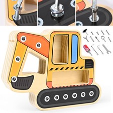 Bagger Spielzeug ab 3 Jahre Holz Schraubbrett Holzspielzeug Motorikspielzeug