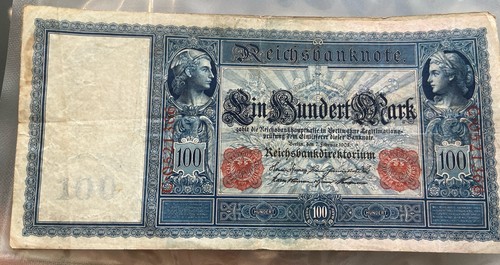 100 mark reichsbanknote 1908 - 100,