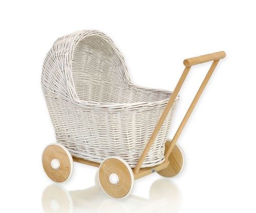 Puppenwagen aus korbgeflecht - puppenwagen,