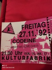 Codeine live gig ticket - codeine,