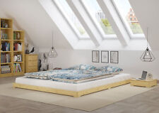 King Size Doppelbett 200x200 cm extra niedrig Loftbett Fichte Tanne geölt 