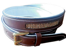 Gürtel -hochwertig echtes Leder*** braun-weiss Strass Steppung UMFANG 75 - 82 cm