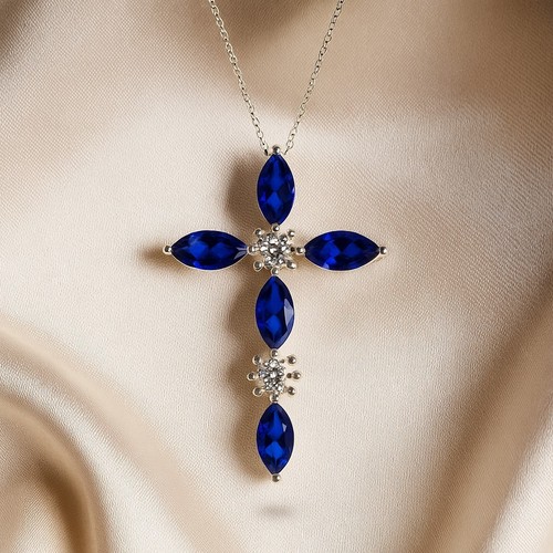 Blauer saphir diamant kreuz - diamant,