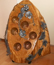 Holz Weinregal EICHE Wein Regal Eichenklotz für 6 Weinflaschen auf Rollen