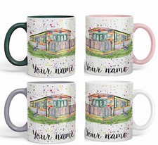 Personalisierter Name Wohnwagen statisch Ferienhaus Keramik Kunst farbig Becher Tasse
