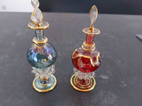 Glas miniatur parfumflakon - 2x, miniatur-parfumflakon