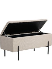 Sitzbank Beige, Bouclestoff, mit Stauraum