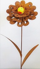 Blume Sissi Metall Rost Gartendeko rostige Dekoration Edelrost mit Glaskugel