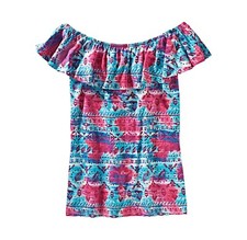 Laura Torelli Top Shirt Azteken Muster Türkis Pink Gr. S 