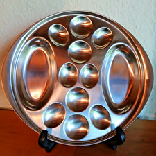 Eierplatte Teller  Platte Vintage  Cromargan Edelstahl Oval 27 x 30 cm WMF ?