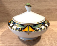 FÜRSTENBERG Zuckerdose mit Deckel Porzellan Vintage weiß mit Zierstreifen