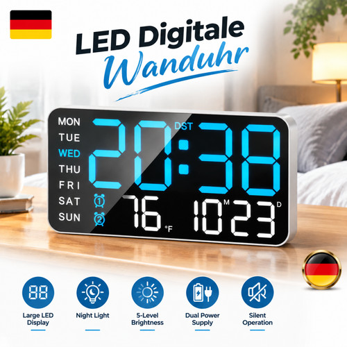Digitaluhr led wanduhr - led, 5