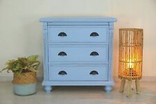 schöne Vintage Weichholz Kommode in Shabby-Chic-Blau im Landhausstil