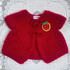 SÜSSE ERDBEERE Handarbeit Neugeborene Kurzarm gehäkelt Baby Strickjacke