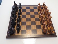 Handgeschnitzte Schachfiguren Holz, Schachbrett 46 x 46, Seefahrer Turm-Schiff