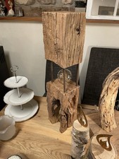 Moderne Eichen Stehlampe Tischleuchte  Eichenbalkenlampe