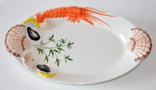 BASSANO KERAMIK Platte  oval 44 cm LANGUSTE MUSCHEL MEDITERRANES GESCHIRR
