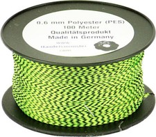 100m Schnur 0,6mm neongelb schwarz 25daN(kg) PES Feingeflecht optische Täuschung