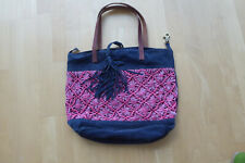 Damen Leder Shopper Tasche von Anokhi blau pink TOP