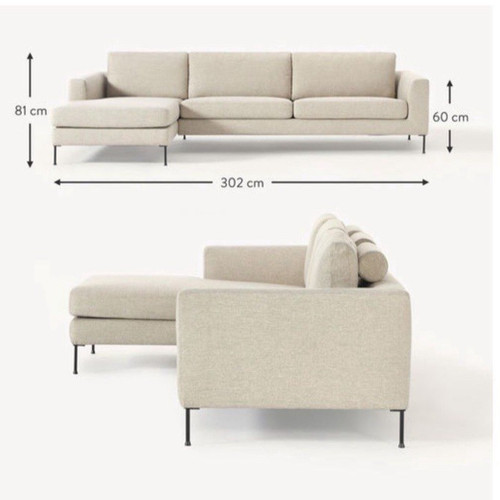 Beiges ecksofa sitzer - beiges, mit