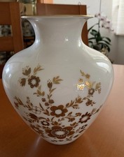 Heinrich H&G Selb Vase Golddekor Blumen Porzellan Vintage Bauchvase Blumenvase