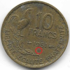 Frankreich 10 Franken, 1951 Münzzeichen "B" - Beaumont-le-Roger