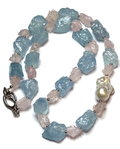 Kette aquamarin morganit - aquamarin,