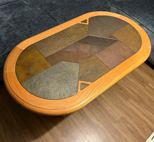 Ovaler couchtisch aus holz mit - couchtisch,
