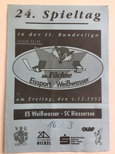Eishockey, 2. BL 1992/93, Programm, Füchse Weißwasser - SC Riessersee mit Ticket