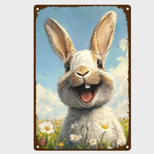 Blechschild lustiger hase - blechschild,