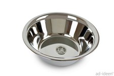 Edelstahl Spülbecken Spüle Waschbecken mit Ablauf 28 cm Ø Wohnmobil Camping 3/4"