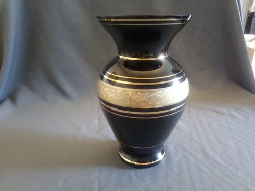Große schwarzglas vase mit - schwarzglas,